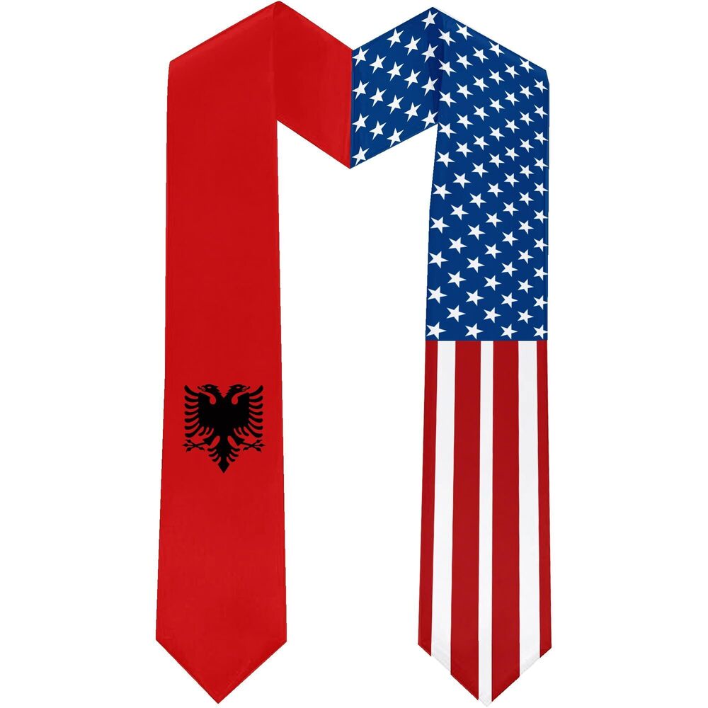 3313 2025 Albania Flag and USA Flag Graduation Stole Graduation Sash Class